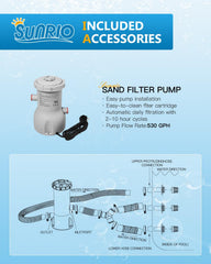 Sunrio 530GPH filter pump installed showing cleaner circulating water benefit
