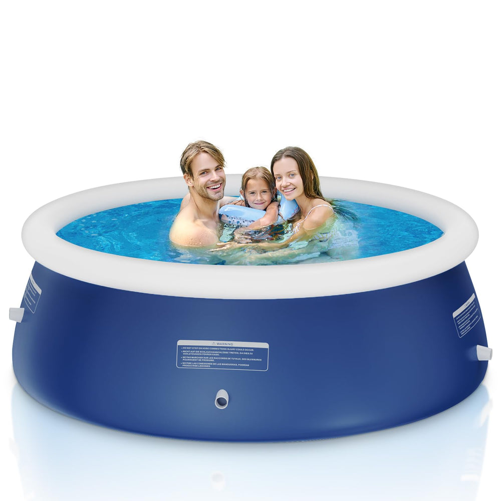 Sunrio front view inflated pool showing family-ready size and convenience