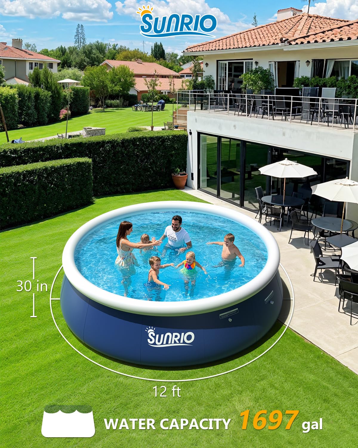 Sunrio ground cover layout protecting pool bottom from rough surfaces