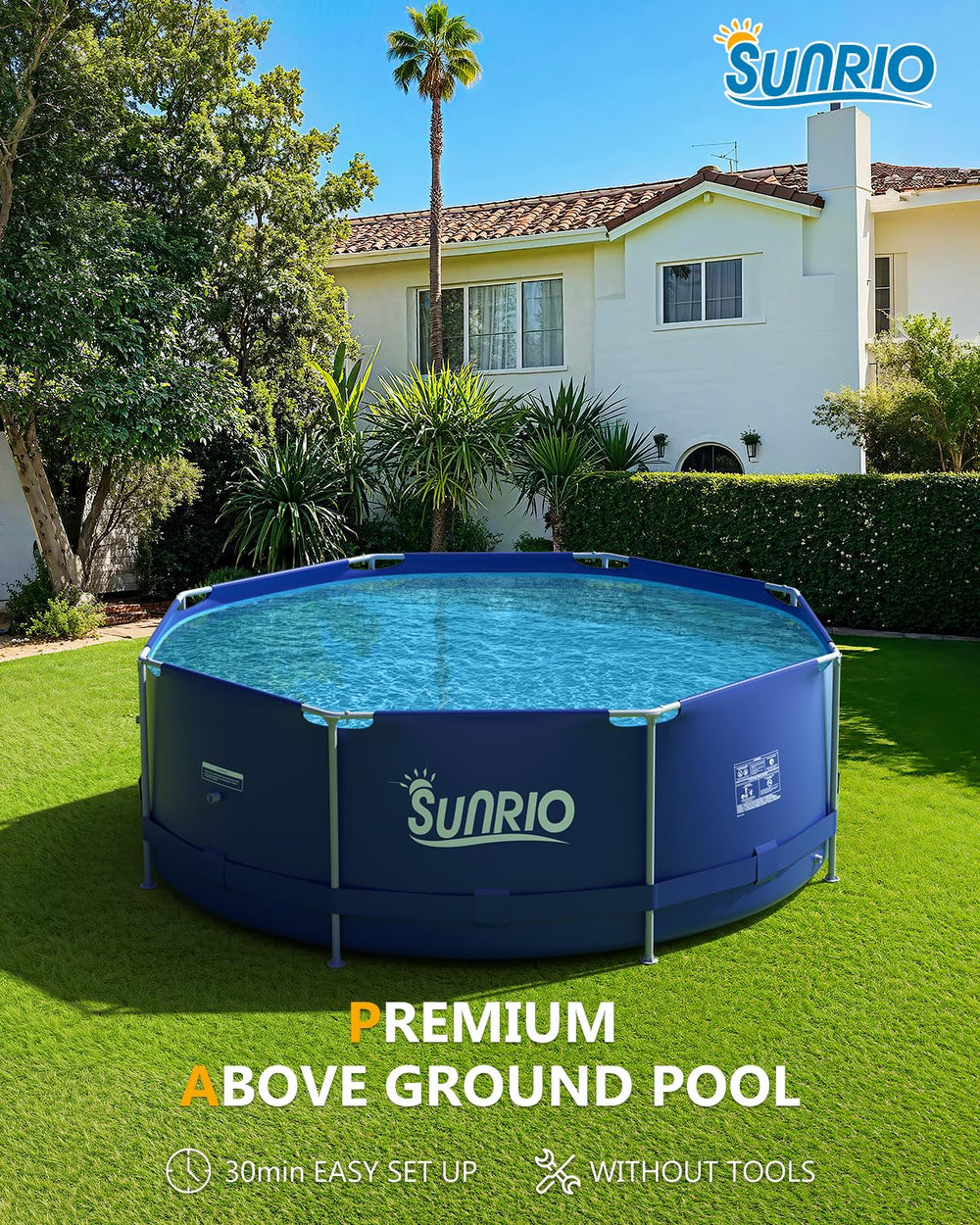 Sunrio drain and inlet ports close-up showing easy pump hookup and efficient water flow