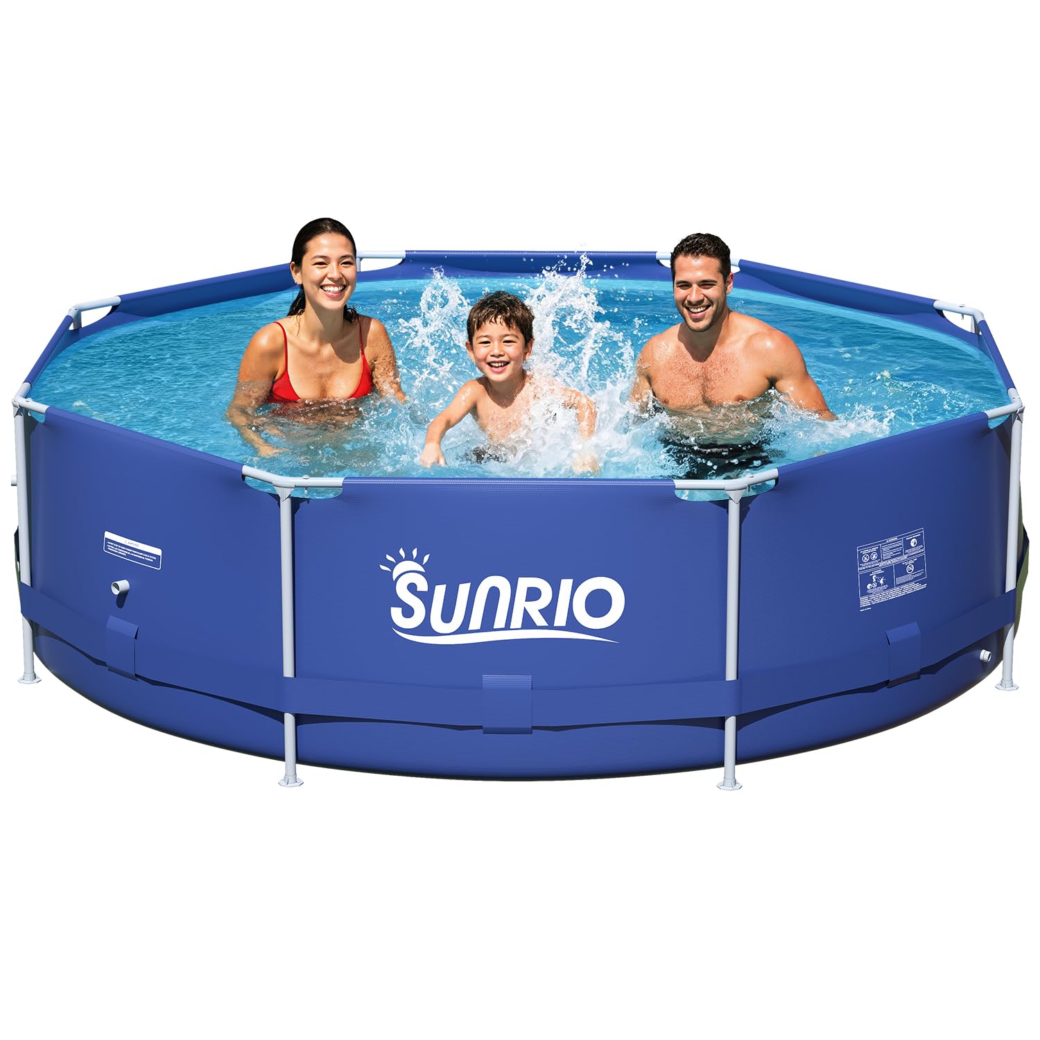 Sunrio front view of assembled pool showing inviting backyard swim space and durability