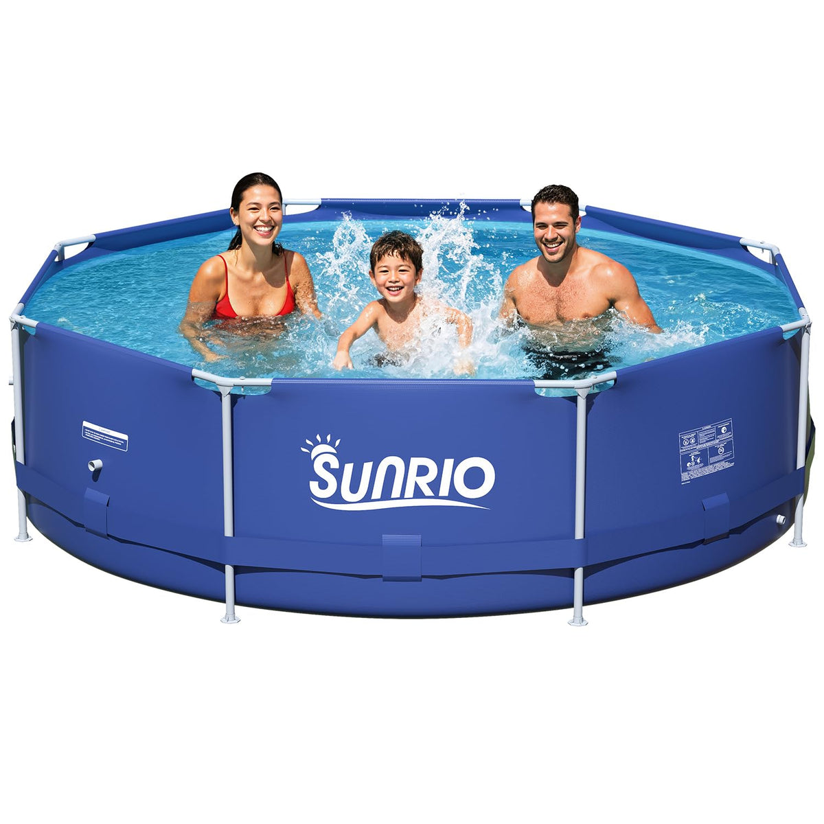 Sunrio front view of assembled pool showing inviting backyard swim space and durability