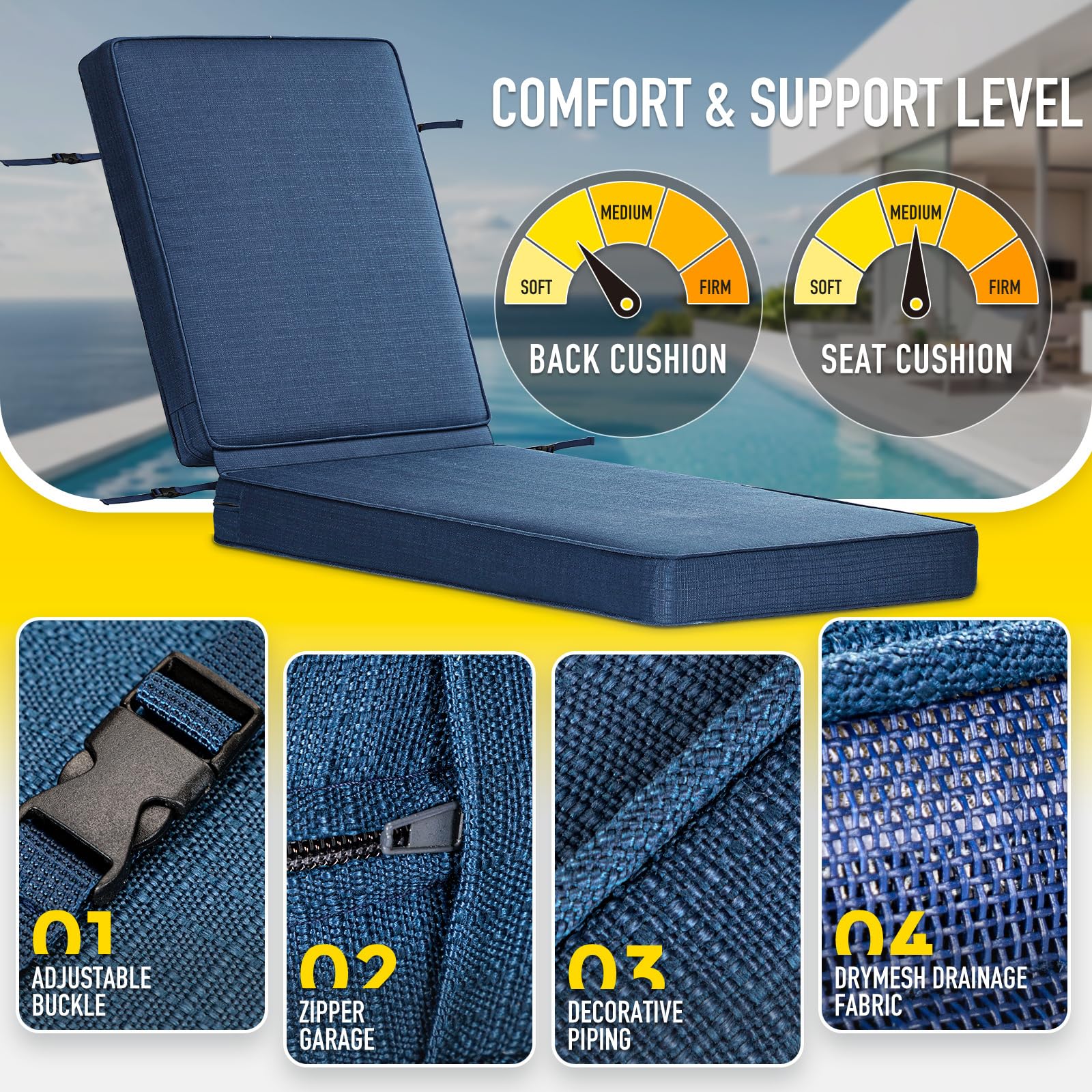 SUNROX chaise in use poolside demonstrating comfort and outdoor durability