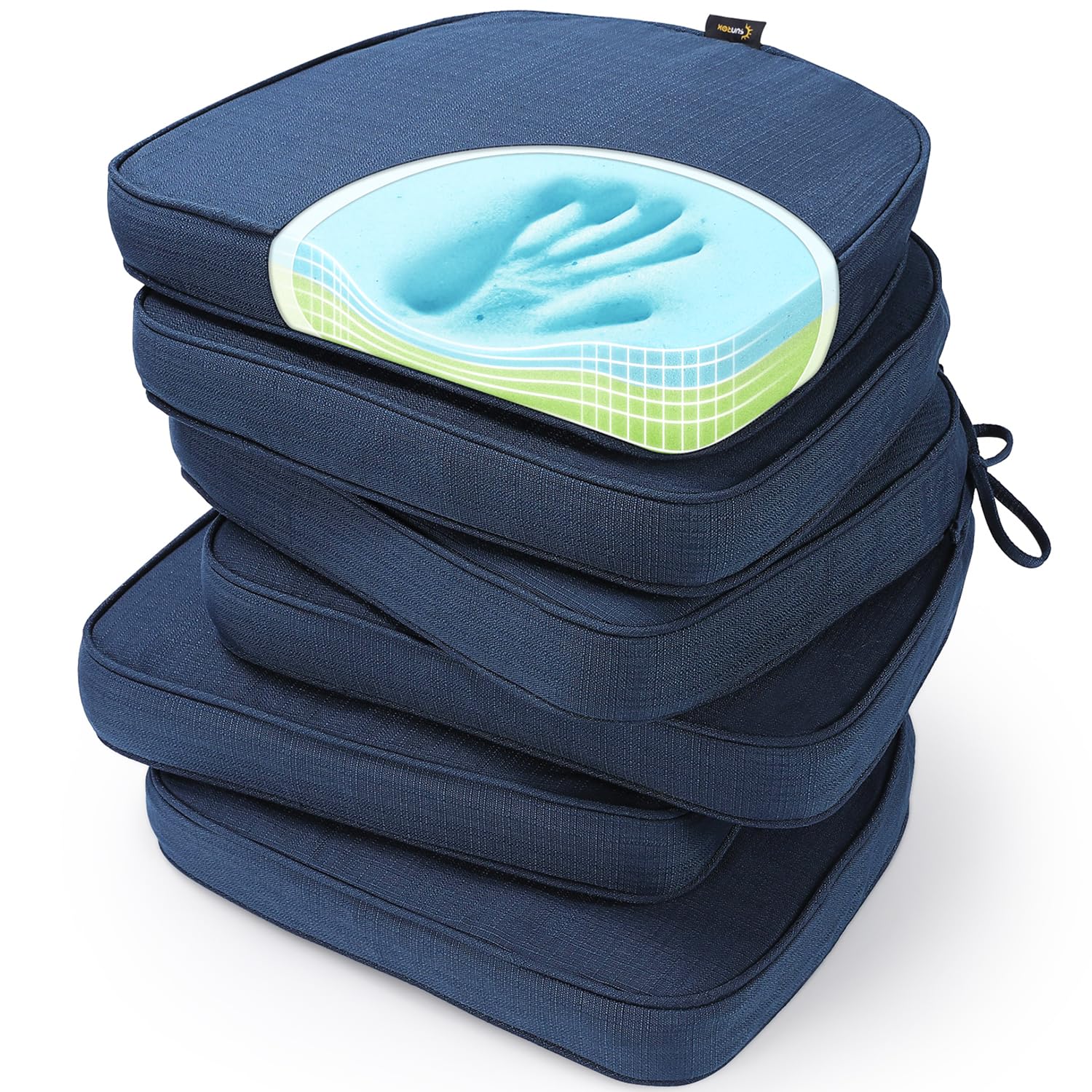 SUNROX front view of navy cushion set showing neat packaging and durable cover