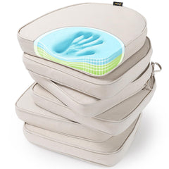 SUNROX front view of six cream cushions showing neat fit and durable look