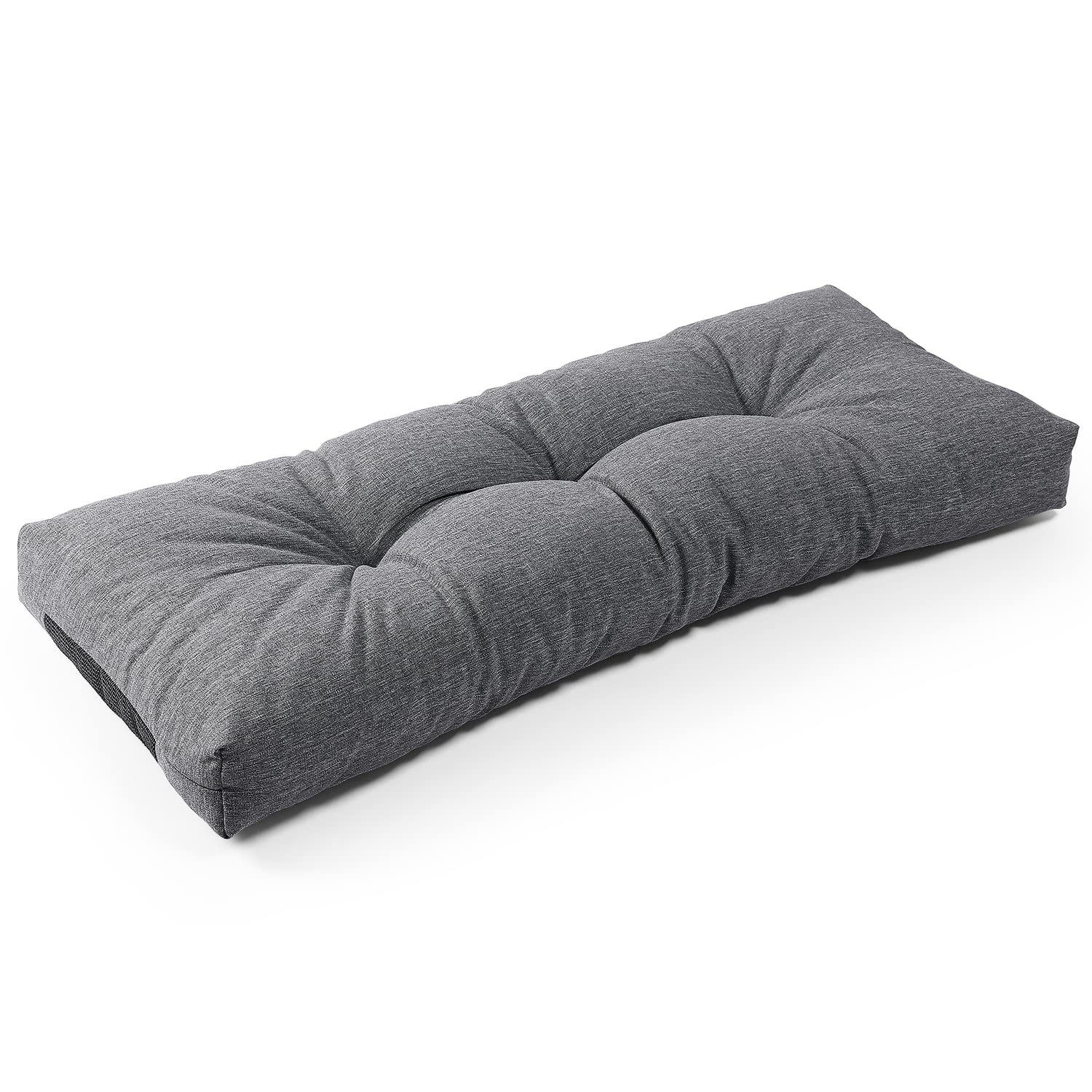SUNROX front view heather charcoal bench cushion showing neat tufting and finished edges, enhancing bench comfort