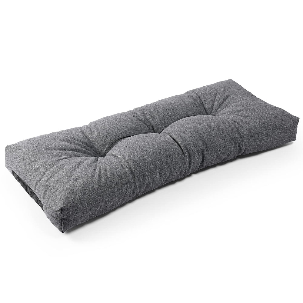 SUNROX front view heather charcoal bench cushion showing neat tufting and finished edges, enhancing bench comfort