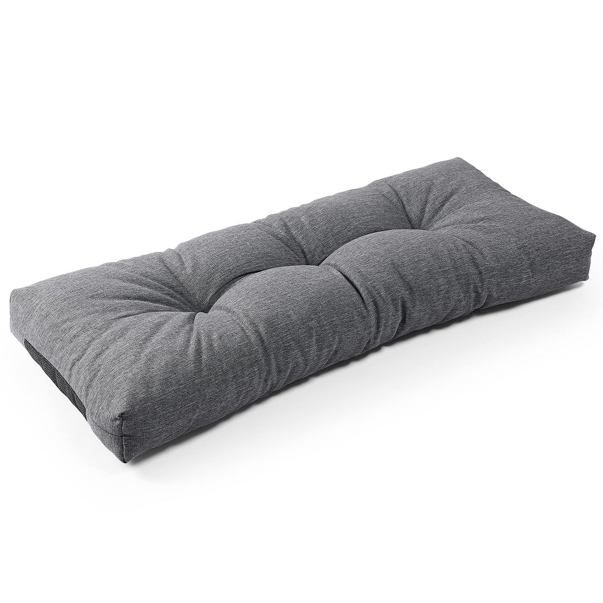 SUNROX front view heather charcoal bench cushion showing neat tufting and finished edges, enhancing bench comfort