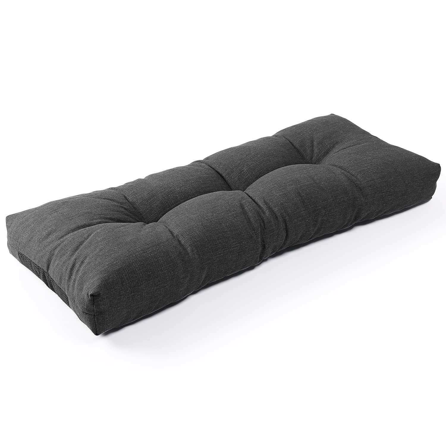 SUNROX front view of midnight bench cushion showing tufted comfort and deep color