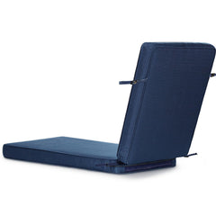 SUNROX navy chaise front view showing full cushion set and neat fit