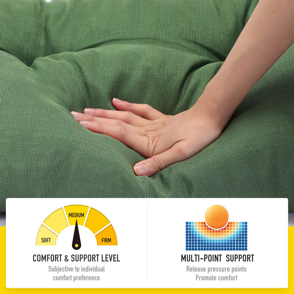 SUNROX bench cushion next to a ruler showing accurate 42x16 inch dimensions for fit