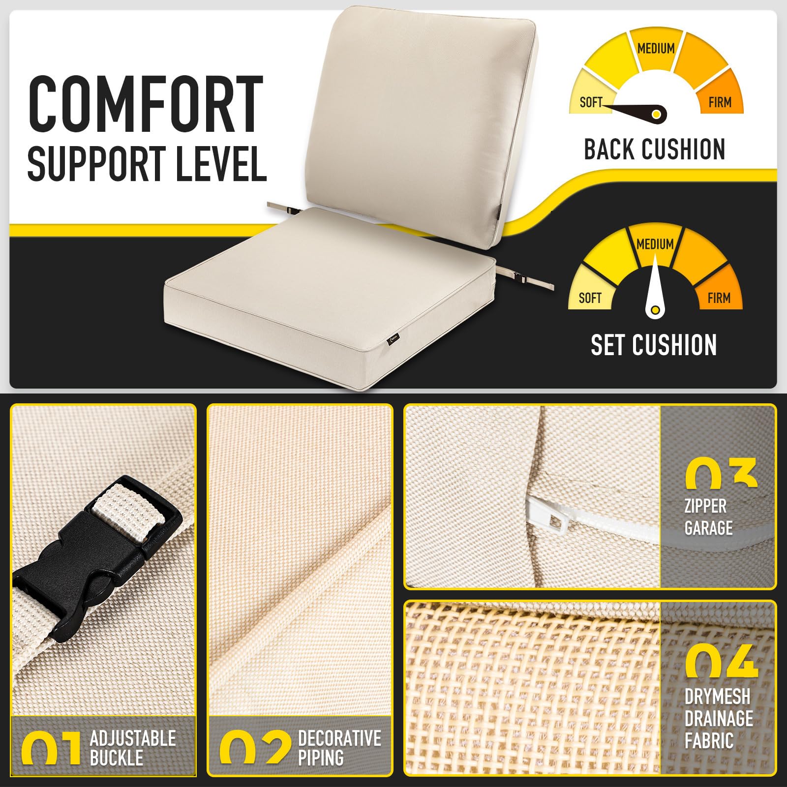 SUNROX zippered removable cover with straps for easy cleaning and secure fit