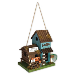 Sunset Vista bait and tackle birdhouse front view adds rustic lakeside charm