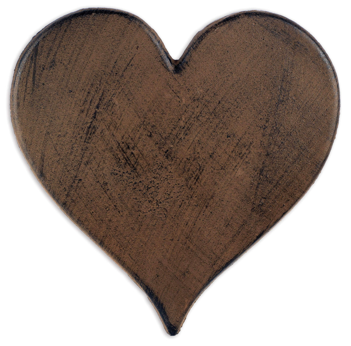 Sunset Vista heart cast iron stepping stone front view shows durable rust-brown finish and vintage charm