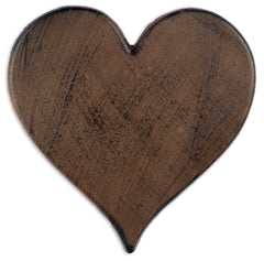 Sunset Vista heart cast iron stepping stone front view shows durable rust-brown finish and vintage charm