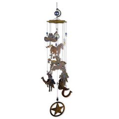 Sunset Vista Designs horsing around wind chime front view shows western motif and rustic charm