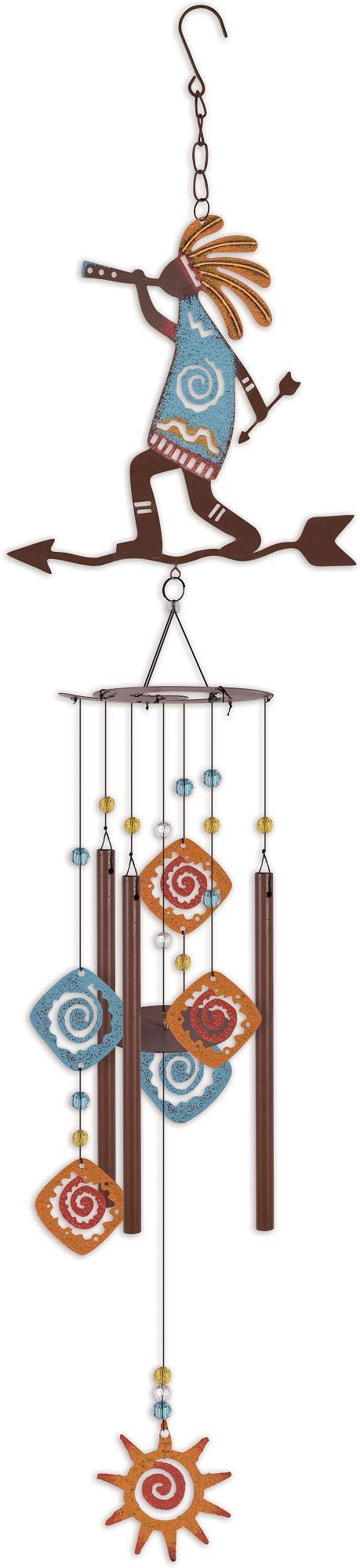 Sunset Vista Designs Kokopelli front view showing full chime and hook, adds Southwest charm