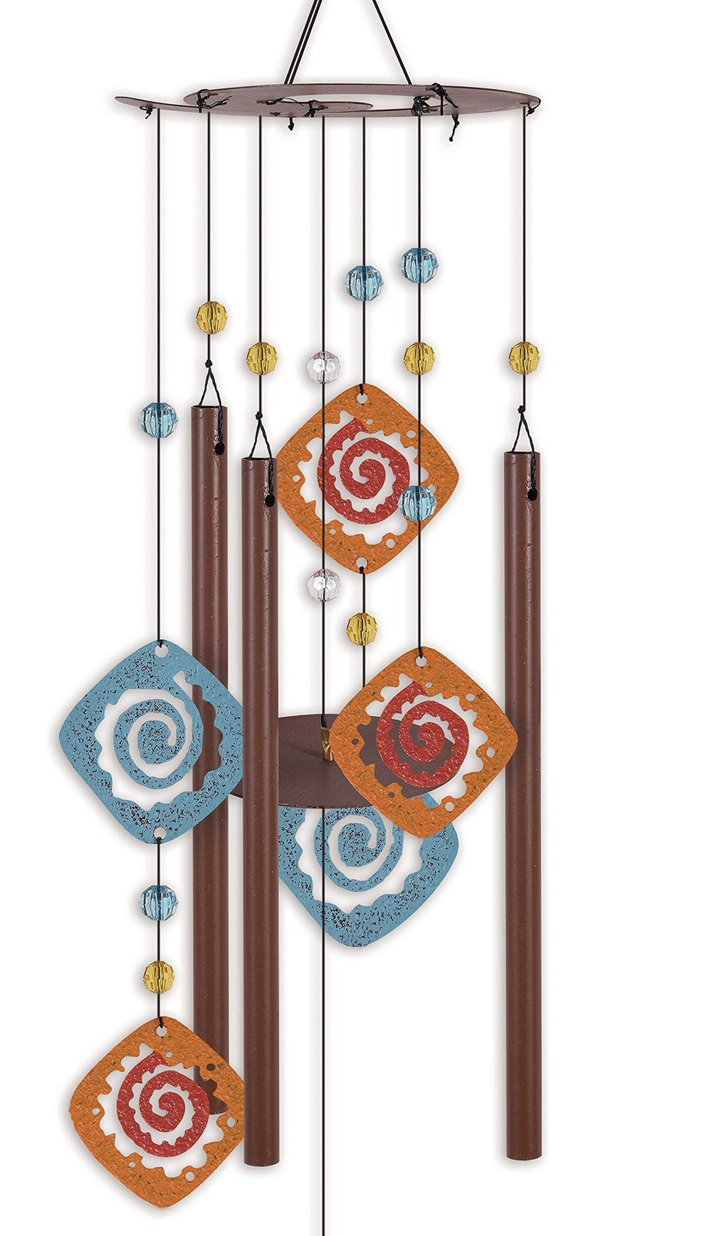 Sunset Vista Designs Kokopelli hanging on porch, demonstrates size and ambient garden sound