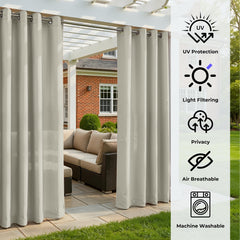 Sunshelf curtains installed in a gazebo creating shaded outdoor seating