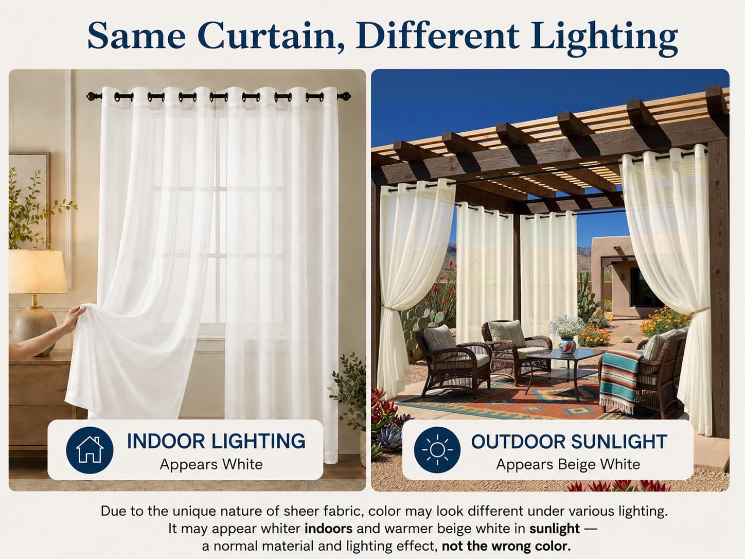 Sunshelf evening patio scene with curtains creating cozy, softly lit outdoor ambience