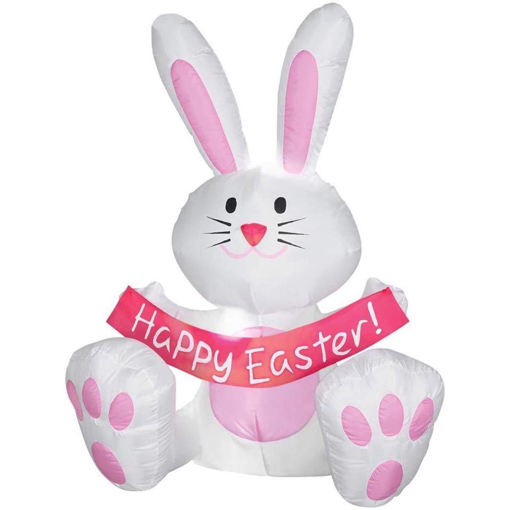 Sunstar Happy Easter Bunny front view on lawn with LED glow for festive curb appeal