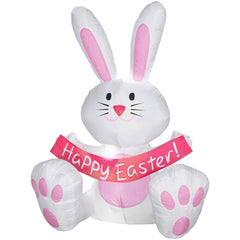 Sunstar Happy Easter Bunny front view on lawn with LED glow for festive curb appeal