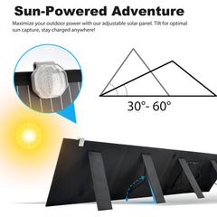 SUNSUL adjustable kickstands set at tilt improving solar harvest efficiency
