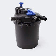 SunSun CPF-2500 inlet and outlet adapters demonstrating flexible hose connection options
