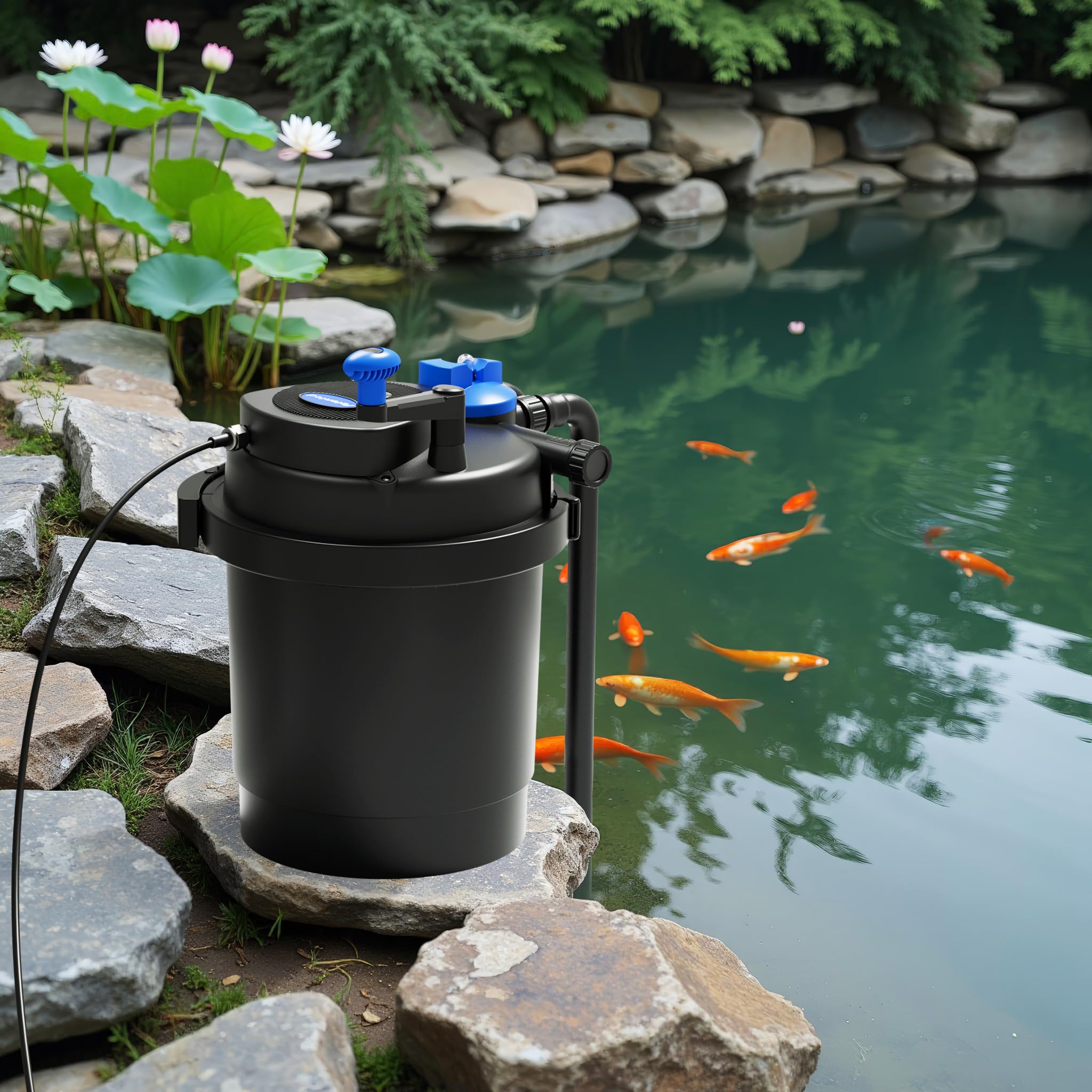 SunSun CPF-2500 13W UVC lamp detail highlighting algae control and clearer water