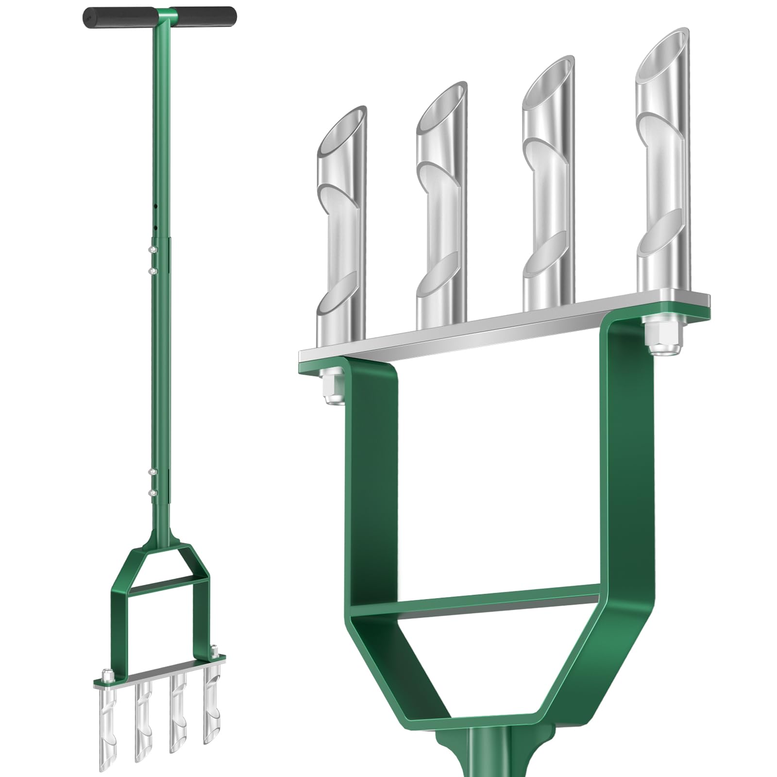 Suntee aerator front view showing sturdy frame and tines for consistent aeration