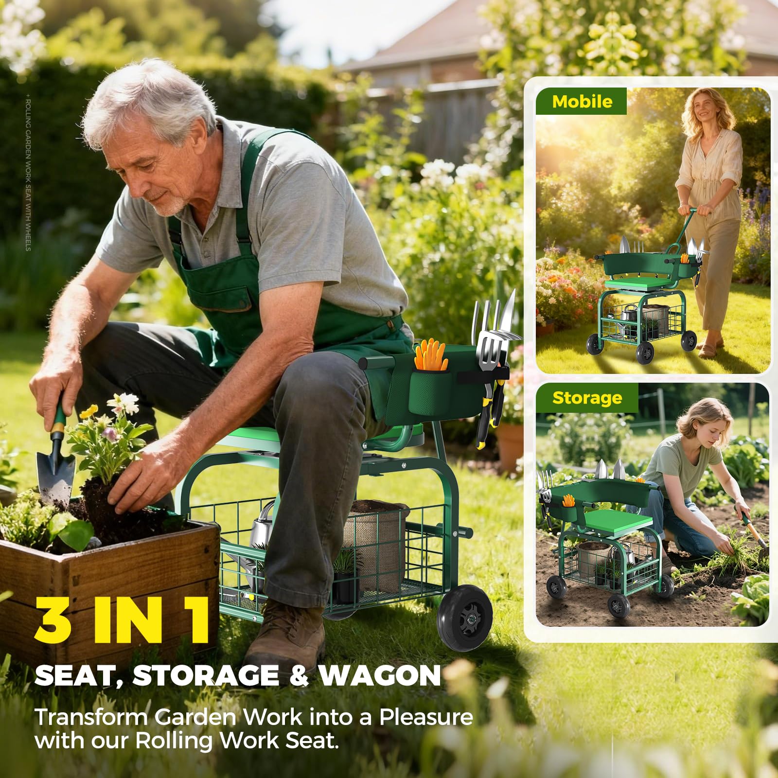 Suntee close-up of 360-degree swivel seat demonstrating effortless reach and comfort