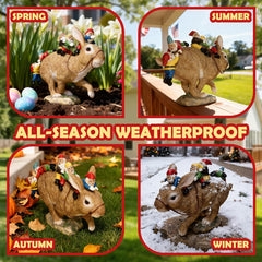 Sunthus gnome staged in garden setting adding whimsical charm and visual interest