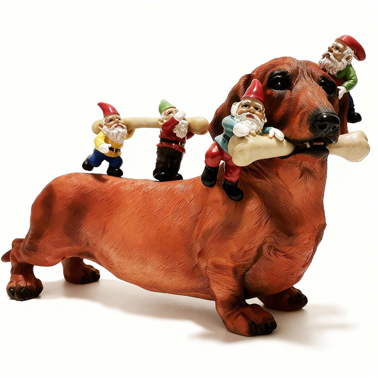 Sunthus front view showing gnomes on dachshund, adds whimsical curb appeal