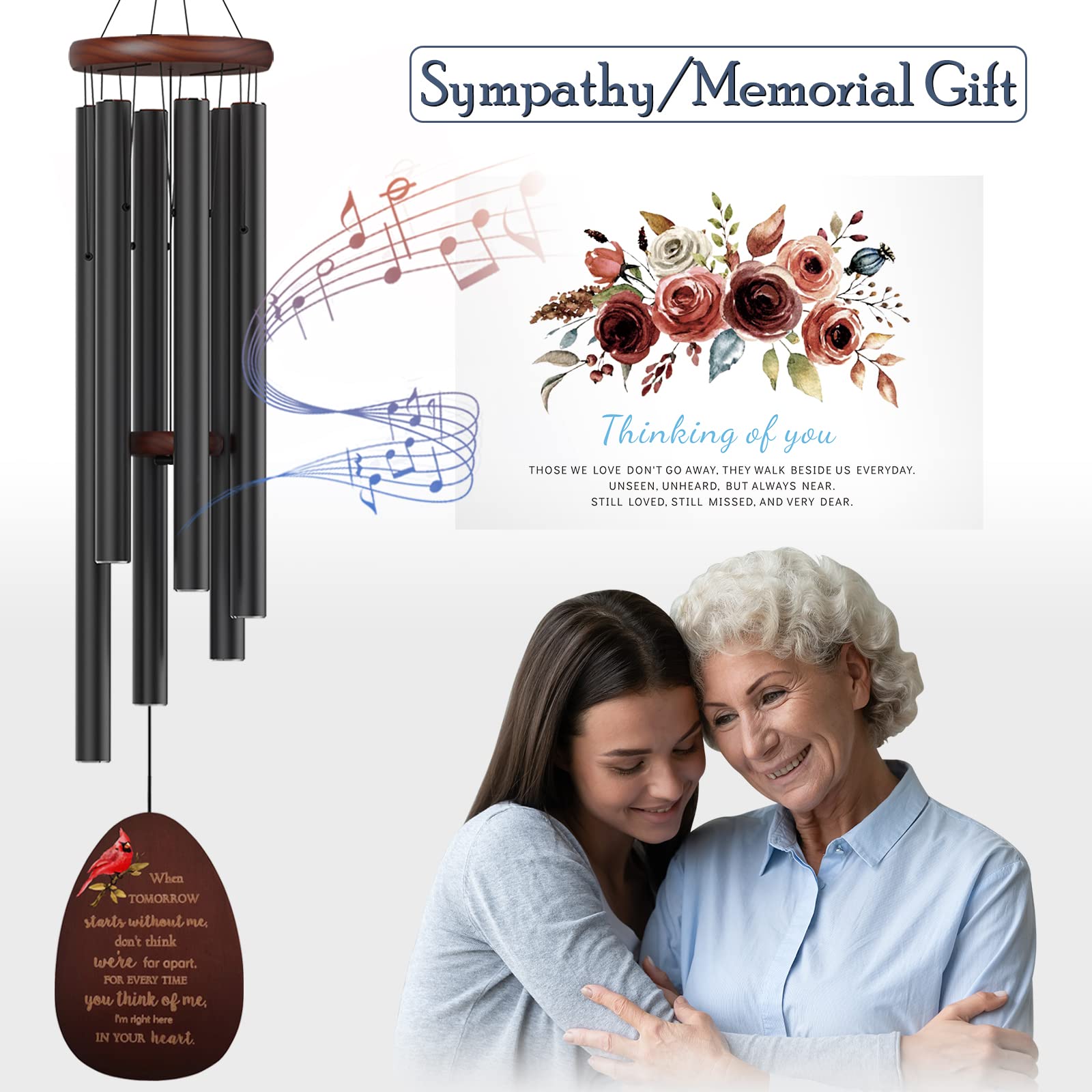 Suntimber wind catcher detail with printed cardinal and engraved words offering comfort