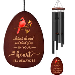 Suntimber front view showing full chime and elegant gift packaging, offers comforting presence