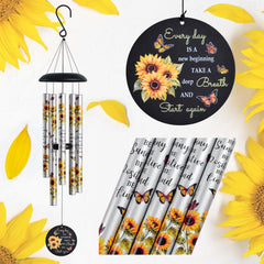 Suntimber sunflower wind chimes front view showing bright design and mood lifting feel