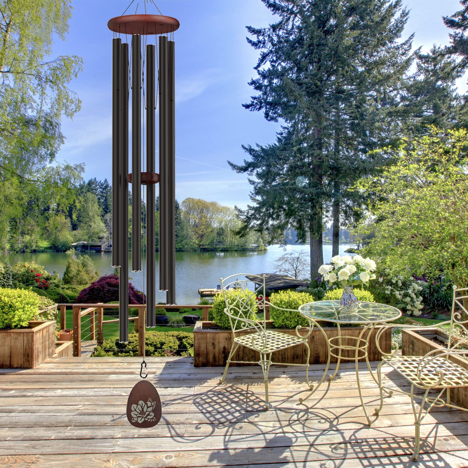 Suntimber detailed shot of longest 33-inch tube showing low-frequency resonance benefit
