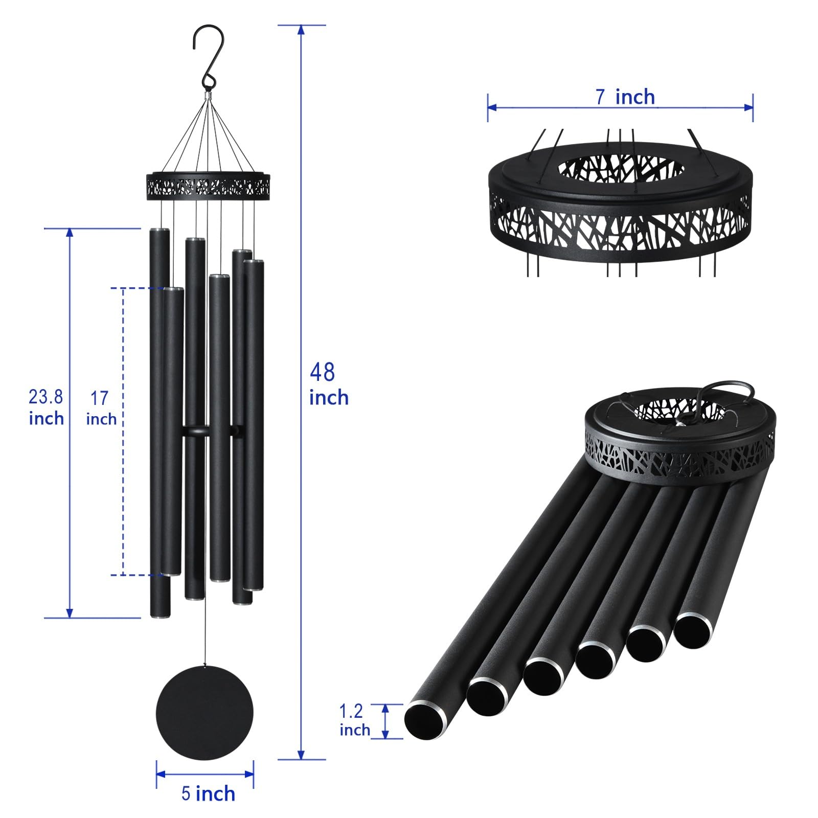 Suntimber wind catcher and striker close-up highlighting tuned assembly and clear tone