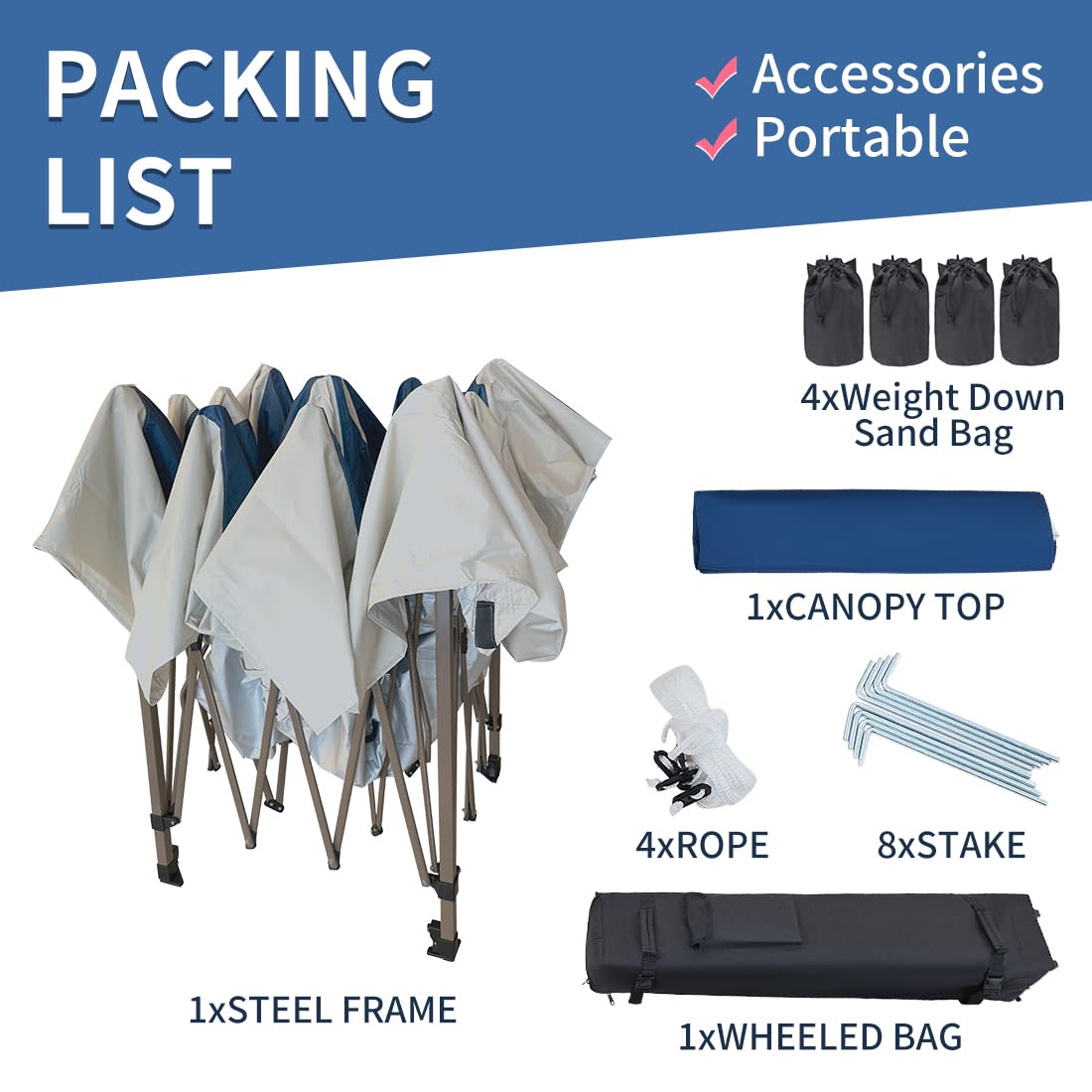 OUTDOOR LIVING SUNTIME included sandbags stakes and cords for secure anchoring