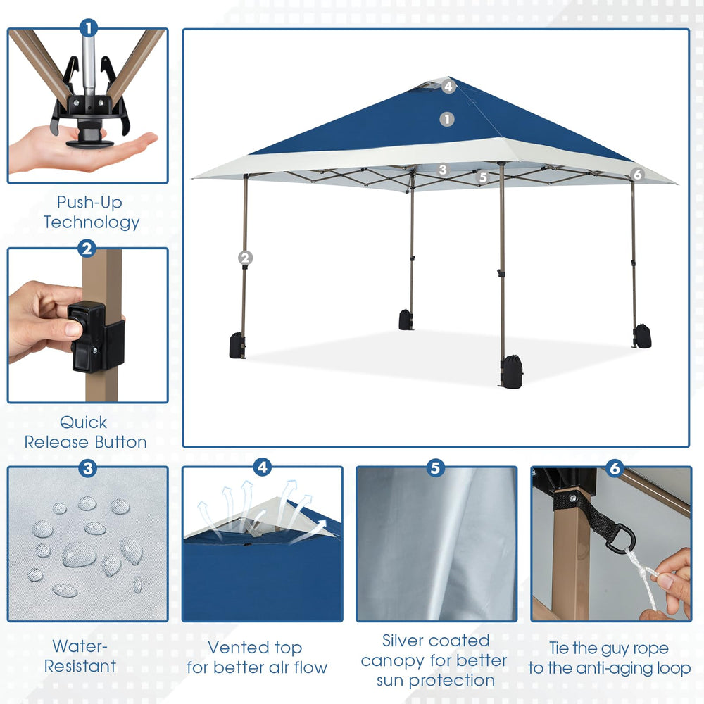 OUTDOOR LIVING SUNTIME two people opening canopy quickly for fast deployment