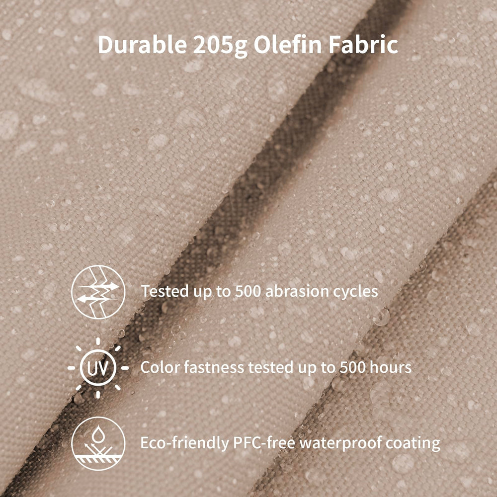 SUNNYARD olefin canopy texture detail showing water-resistant fabric benefit