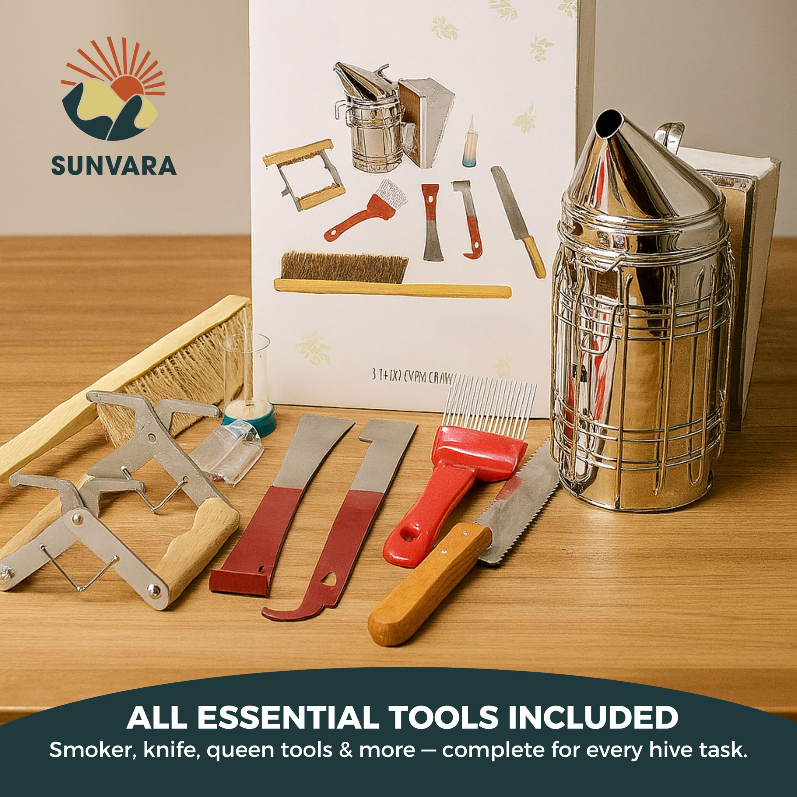 SunVara close-up of hive tools highlighting durable steel and ergonomic handles