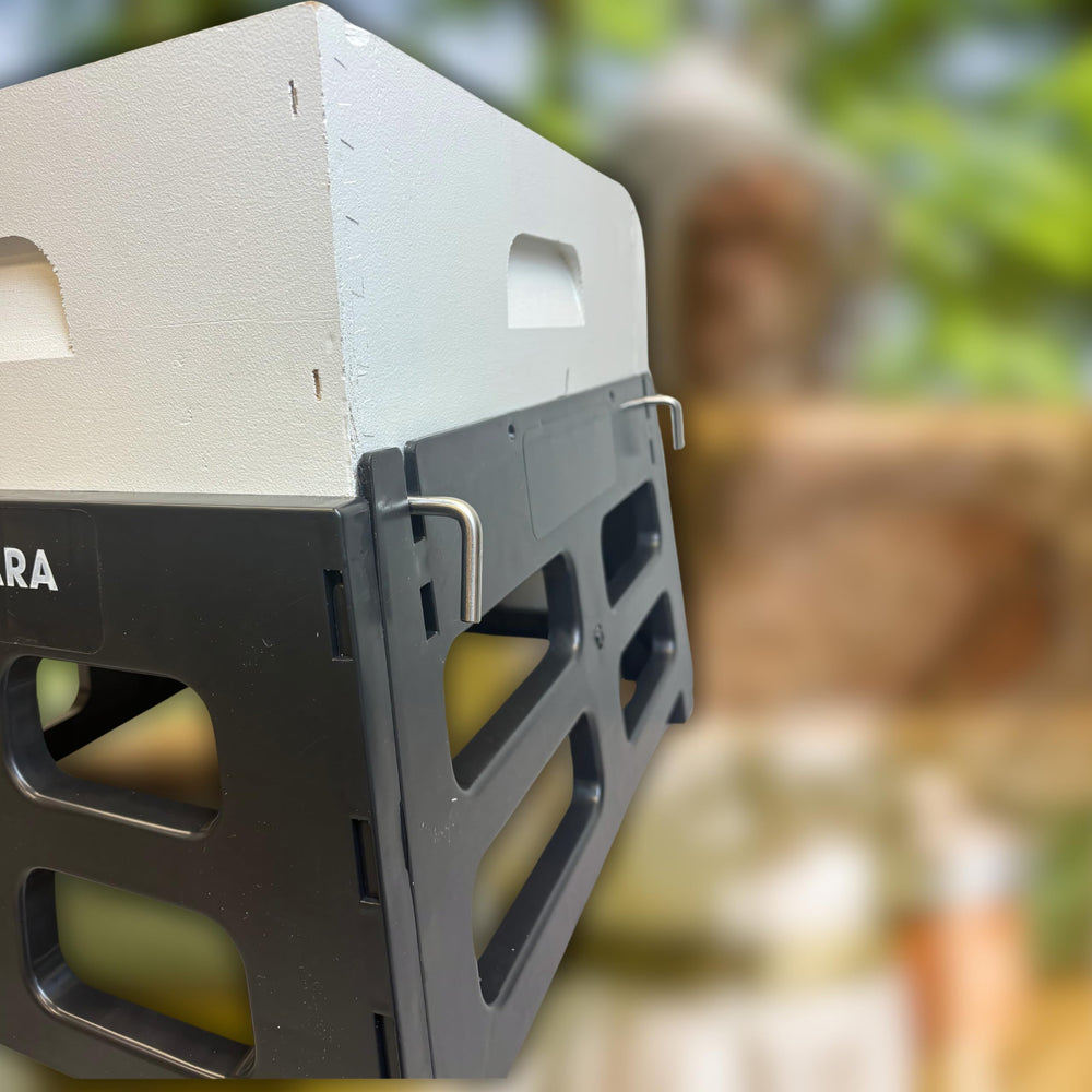 SunVara being positioned by a beekeeper to show tool-free installation benefit