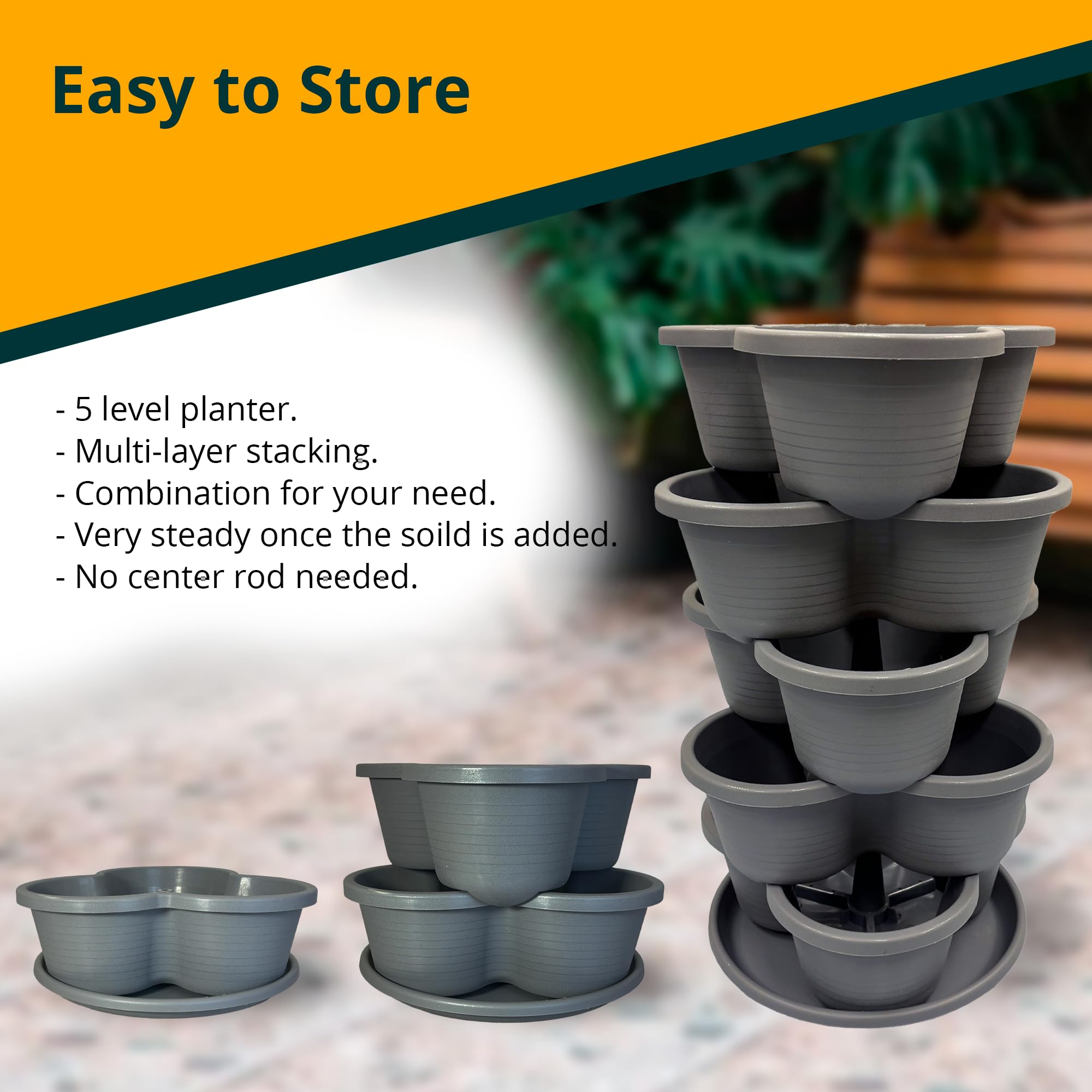SunVara planter next to hand showing compact scale and portability benefit
