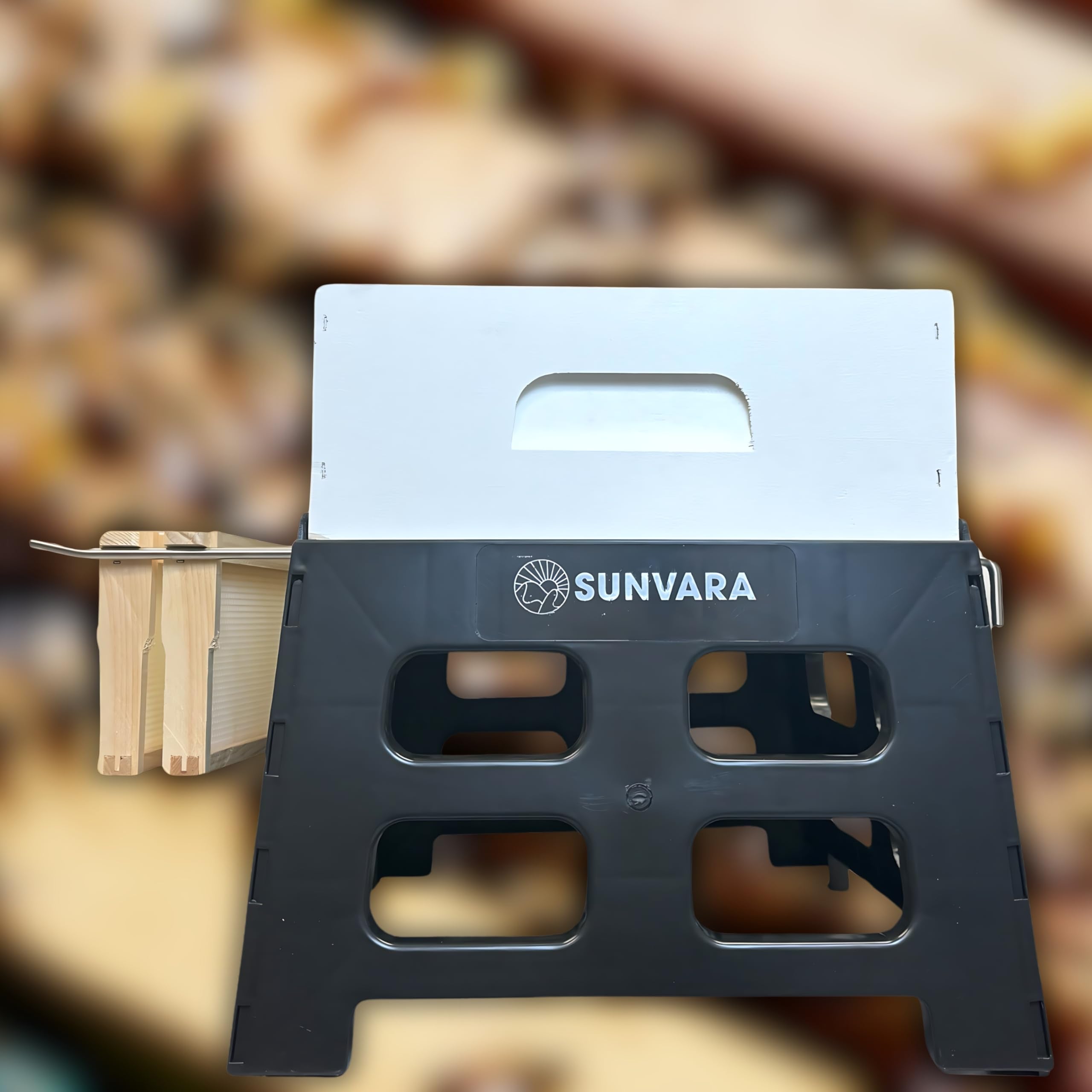 SunVara stand in an apiary setting illustrating colony protection and stability benefit