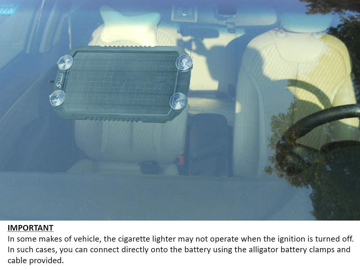 Sunway Solar mounted on dashboard providing convenient sun exposure
