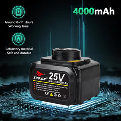 suoxin LCD display and batteries showing runtime and charge info benefit