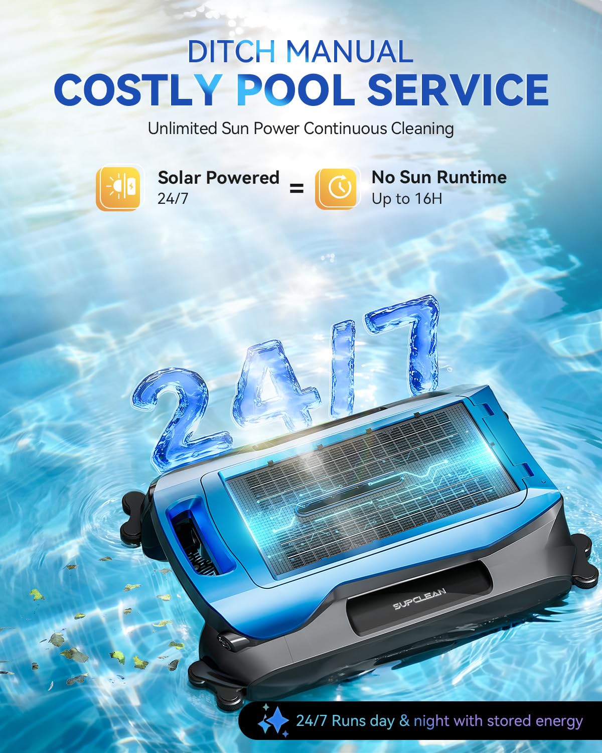 supclean solar panel closeup highlighting efficient energy capture for continuous cleaning
