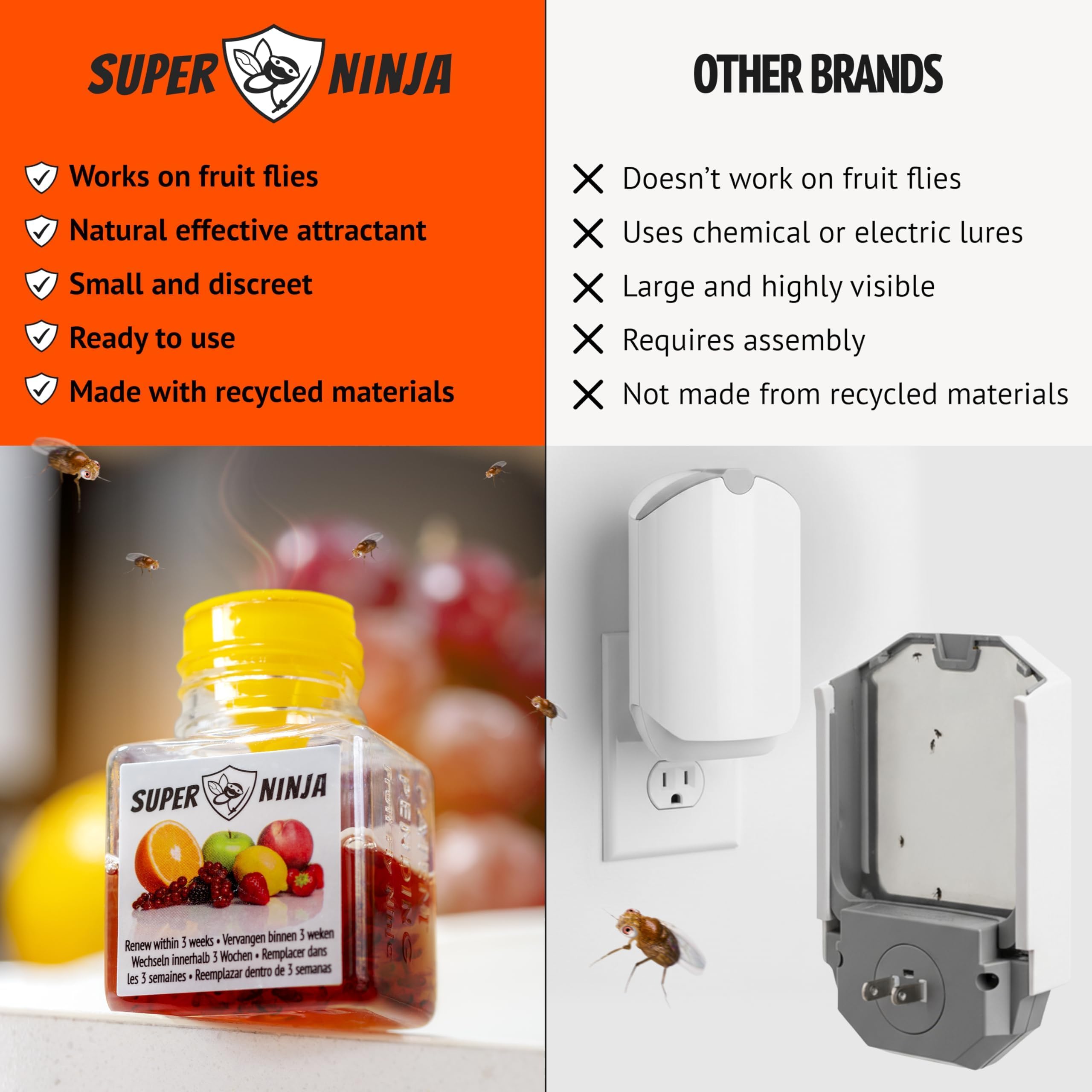 Super Ninja trap beside trash bin reducing fly activity and odors
