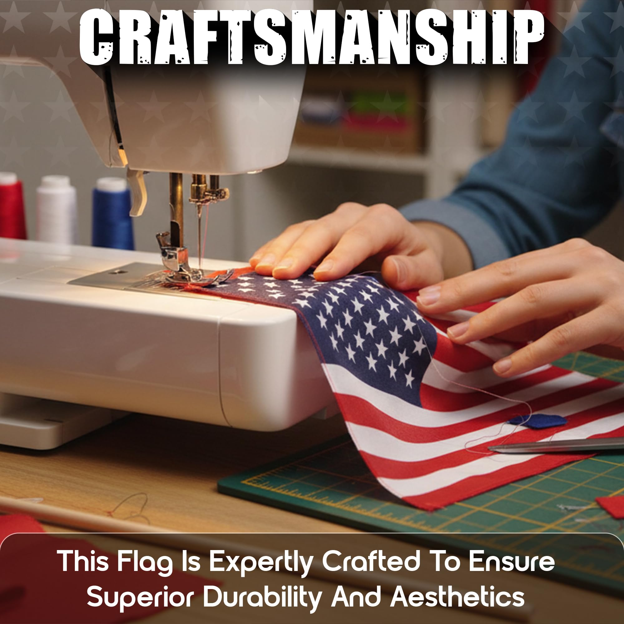 Person holding Super Tough flag, ideal for parades and crowd distribution benefits